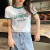 Camiseta de Algodão Puro de Manga Curta para Mulheres, Novo Estilo de Verão 2026, Design Curto Soltinho de Meia Manga Estilo Americano, Top Reta de Ombro Reto de Nicho