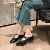 Zapatos Mary Jane de Moda Estilo Francés para Mujer con Tacones Gruesos, Zapatos Individuales Plateados, Zapatos de Medio Slip 2025
