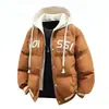 Chamarra de Algodón con Capucha para Hombre, Casual Holgada Versátil Falso Dos Piezas Moda 2025 Joven Estudiante Invierno Cálida Chaqueta Acolchada