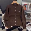 Outono e Inverno Novo Estilo Cardigan de Tricô Trançado com Bordado Gola Redonda Alta Qualidade Solto Temperamento Suéter Top Peça Externa Cardigan