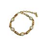 Pulsera de Diseño Francés de Lujo Ligero Cobre Chapado en Oro Brillante de 18 Quilates con Diseño de Dos Perlas Esmaltadas Moda de Industria Pesada