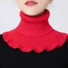 Suéter de cuello alto para mujer, otoño e invierno, grueso, cálido, con protección para el cuello, mangas altas, cuello falso decorativo, mangas de lana tejidas