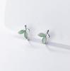 Nalan prata s925 clip de orelha feminino estilo Mori fresco folha de Opala verde sintética joia de orelha M01656