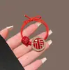 Estilo Chino Año Animal Lazo Rojo para el Cabello Lindo Conejo Banda para el Cabello Accesorio para el Cabello con Pedrería Goma Elástica Lazo para Cola de Caballo para Mujeres