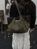 Bolso de Lona con Estampado de Leopardo para Mujer, Gran Capacidad, Nuevo 2025 Otoño e Invierno, Versátil, de Hombro, de Compras, Bolso Tote para Estudiante Universitario