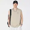 Camiseta sem Manga Estilo Novo 2026 para Homens, Marca Tendência de Verão, Estampa de Letras Retro Americana, Regata Solta de Gola Redonda para Fitness