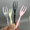 Garfo de fruta descartável para bolo embalado individualmente garfo de três dentes espessado garfo de sobremesa para confeitaria garfo pequeno de 10 cm