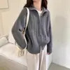 Nuevo Cárdigan de Punto de Lana Pura para Mujer, Cuello Alto, Trenzado, Color Sólido, Holgado, Elegante, Suave, Cera, Doble Cremallera, Chaqueta de Manga Larga
