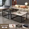 Mesa de Centro Cuadrada Sala de Estar Hogar Apartamento Pequeño Mesa Simple Moderna Piedra Sinterizada Lujo Ligero Influencer Vidrio Templado Mesa de Centro Pequeña