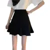 Vestido Negro Plisado Adelgazante de Verano 2026, Falda Paraguas Anti-Exposición, Falda Corta Estudiante Botón, Falda de Línea A de Cintura Alta Talla Grande