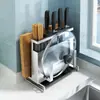 Estante de Almacenamiento para Utensilios de Cocina Jaula para Cuchillos y Palillos Estante de Almacenamiento Multifuncional Integrado en Encimera Estante para Cuchillos Estante para Tabla de Cortar Estante para Tapas de Ollas