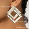 Pendientes de aleación y textil de moda fría, nuevos y modernos, de estilo geométrico cuadrado con gráfico, de estilo japonés y coreano, personalidad simple, transfronterizos