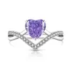 Tiktok Venda Quente Anel Coroa Coração Flor de Gelo Colorida Pedra Preciosa Diamante de Alto Carbono Super Brilhante Anel Coração em Formato V Dropshipping ao Vivo