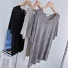 Camiseta de Manga Corta con Cuello Redondo Grande, Clavícula Sexy, Copo de Nieve, para Mujer, Suelta, Estilo Europeo y Americano, Delgada, Verano, Media Manga