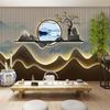 Nuevo Estilo Chino Luminoso Rocalla Bambú Papel Tapiz Douyin Arte del Té Ceremonia del Té Pared de Fondo Sala de Transmisión en Vivo Tienda de Té Sala de Té Papel Tapiz