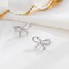 Brincos de Laço em Prata de Lei S925 Estilo Coreano Joias Elegantes Personalizadas Versátil Pregos para Cartilagem da Orelha Brincos da Moda Acessórios para Mulheres