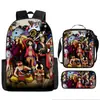 Mochila Escolar Exclusiva One Piece Três Peças Conjunto Mochila Rei do Mar Grande Capacidade Mochila para Aluno do Ensino Médio