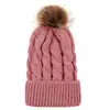 Comercio exterior europeo y americano en otoño e invierno gorro tejido de punto de bola retorcida cálido para mujer padre-hijo imitación bola de pelo de mapache gorro de lana