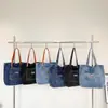 Bolso de Hombro de Lona de Mezclilla para Mujer Nuevo Versátil de Gran Capacidad para Compras Bolso Tote Literario de Nicho Bolso de Mano Casual
