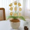 Producto Terminado Venta Caliente Transfronteriza Tejido a Mano de Ganchillo 9 Cabezas Muguete Lana Planta Grande en Maceta Decoración Creativa Flor Inmortal Bonsái