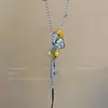 Mismo collar de piedra natural moteada multielemento de blogger para mujer, accesorios de cadena larga para suéter de otoño e invierno, colgante de corazón de uva