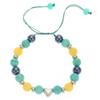 Pulsera Europea y Americana Nueva Piedra de Color Verde Polvo con Cuentas Colgante de Amor Cuerda Trenzada Pulsera para Pareja Tamaño Ajustable