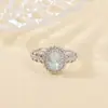 Yuebao Joyería Aguamarina Natural Plata de Ley S925 Huevo de Paloma Super Brillante Moda Lujo Ligero Alto Gama Anillo para Mujer Venta al por Mayor