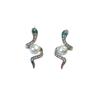 Nuevos aretes de perlas redondas con forma de serpiente estilo chino, aretes pequeños de serpiente retorcida de lujo ligero de alta gama al por mayor