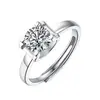 Anel de Diamante de Luxo Leve Quente Transfronteiriço Moda Feminina Anel Clássico de Seis Garras Um Quilate Aliança de Casamento Anel Ajustável para Casal
