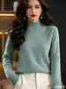 Suéter de punto de cuello medio para mujer, venta al por mayor transfronteriza, otoño e invierno, top de talla grande, artículo popular de exportación para capas base