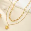 Colar de Conchas Moda Feminina Elemento Oceano Pingente de Tartaruga Camada Dupla Empilhado Design Simples de Nicho Colar de Pérolas Artificiais