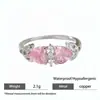 Anel Cruzado Shein Novo Branco K Formato de Coração Dois Diamantes Rosa Simples Nicho Luxo Leve Elegante