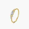 Novo anel de três pedras com diamante cor de ovo de pombo para mulheres, minimalista e elegante, luxo leve, nicho, de alta qualidade, moderno, simples e versátil