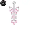Aleación de Titanio G23 Colgante de Mariposa con Borla Longitud Anillo para el Ombligo Incrustado con Circonio Moda Sexy F136 Joyería para el Ombligo