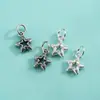 Pingente Estrela de Cinco Pontas em Prata de Lei S925 Estilo Coreano Estilo Ins Pulseira de Cristal Pulseira de Pérola Pingente de Estrela Acessórios de Prata DIY