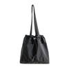 Bolsa de lona grande para estudantes, bolsa casual japonesa de grande capacidade, bolsa de ombro com cordão, estilo universitário