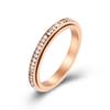 Anillo de Luz LED Circular Simple de 3 mm Totalmente Diamantado Giratorio de Acero de Titanio Lujo Elegante Anillo de Dedo Decompresión Apilable para Mujer