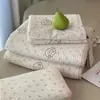 Conjunto de Colcha/Capa de Edredom Estilo Coreano Dupla Face 100% Algodão Conjunto de Três Peças Lavável à Máquina Acolchoado Enchido Lençol Antiderrapante Capa para Tatami Kang
