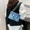 Bolso Transfronterizo para Mujer 2025 Nuevo Trendy Denim Colorido Casual Moda Combinable Cadena Hombro Bandolera Bolso Cuadrado Pequeño
