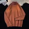Suéter gola alta liso de cor sólida estilo casual para homens e casais, blusa de manga comprida para primavera e outono, afina e valoriza o corpo, blusa básica de tricô pulôver