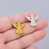 Colgante de Ángel de Acero Inoxidable Pulido Espejo Doble Lado en Stock Accesorio DIY con Dos Agujeros para Pulsera Piezas Hechas a Mano