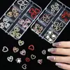 Decoraciones para Uñas Famosas en Internet con Forma de Corazón de Aleación, Corazón Hueco Ultrabrillante Transfronterizo con Incrustaciones de Diamantes, Decoraciones de Pedrería para Uñas 3D DIY