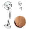 Nuevo Piercing de Ombligo de Acero Inoxidable de Fondo Plano con Diseño de Corazón en Espiral con Circonita