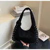 Bolso de hombro casual de gran capacidad, bolso tote vintage con tachuelas para el día a día, bolso de mano de alta costura elegante para mujer