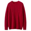 2026 Nuevo Otoño/Invierno Cuello Redondo Color Sólido Manga Larga Patrón Aran Suéter Holgado Adelgazante Clásico Prendas de Punto