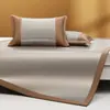 Esterilla de Ratán Doble Cara, Completamente Cubierta, Plegable, Reversible, Esterilla Refrigerante de Seda de Hielo, Juego de Tres Piezas, Lavable, Antideslizante, Esterilla Suave para Aire Acondicionado para el Verano