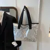 Bolso Casual Casual para Mujer 2025 Otoño e Invierno Nuevo Estilo Bolso de Hombro Único de Algodón Bolso Bandolera de Moda Tendencia Bolso Tote de Gran Capacidad