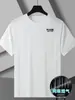 Suministro Directo Transfronterizo Camiseta de Marca de Moda de Seda Helada para Hombre de Talla Grande de Manga Corta Camiseta de Verano de Secado Rápido para Campus Juvenil Americano para Hombre