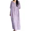 Bata de noche Laiqufeng anti-granos talla extra algodón seda, vestido morado para mujer, vestido largo casual de verano, adelgazante para mujeres de talla grande