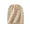 Cachemira 2026 Otoño/Invierno Nuevo Estilo para Mujer de Gama Alta Color Sólido Tejido de Punto Trenzado Engrosado Cálido Moda Gorro de Punto Casual